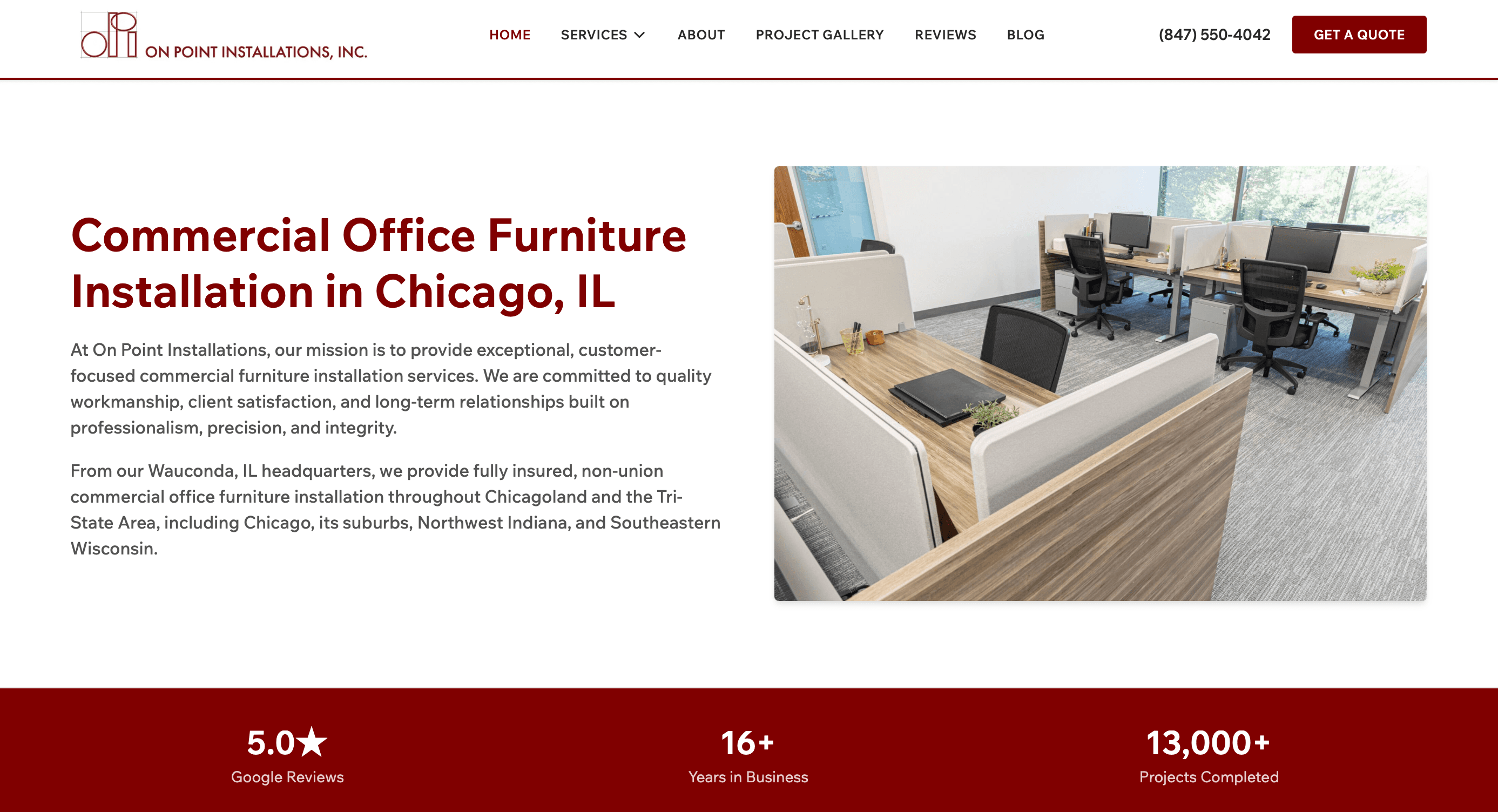On Point Installations website